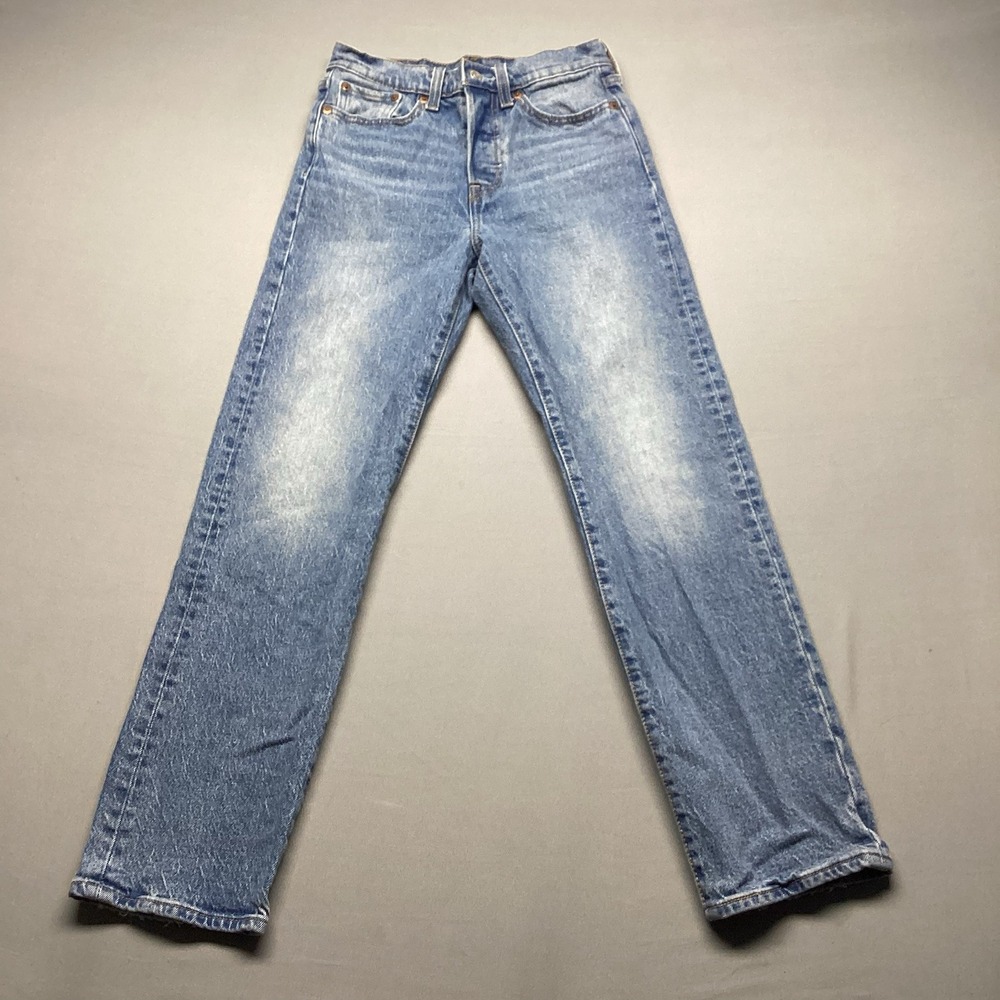 Levi's Big E Wedgie Straight Jeans Womens 24x28 Light Wash Mid Rise Button Fly